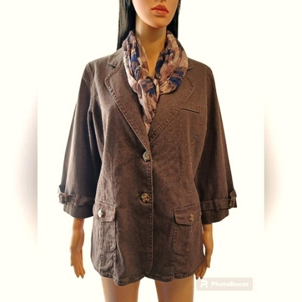 Vintage Jean Jacket DG2 Diane Gilman Sz Small & Scarf
